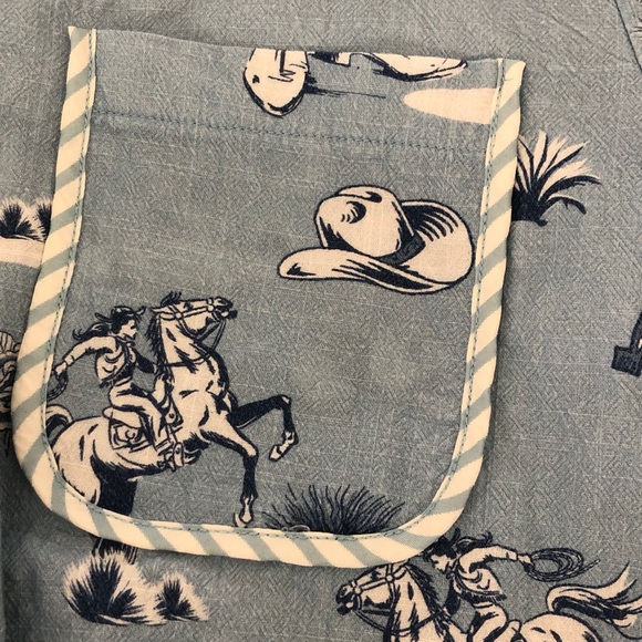 Altar'd State Blue Pajama short set horse cowboy rodeo cactus western adorable M - Picture 3 of 6